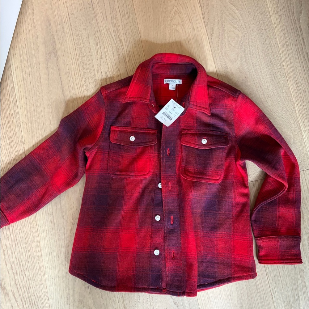 Jcrew crew cuts boys red plaid over shirt